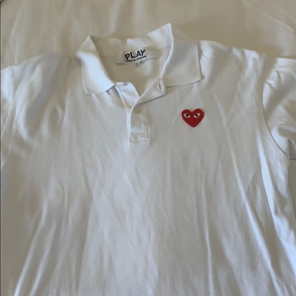 Women’s xl comme des garçon polo white